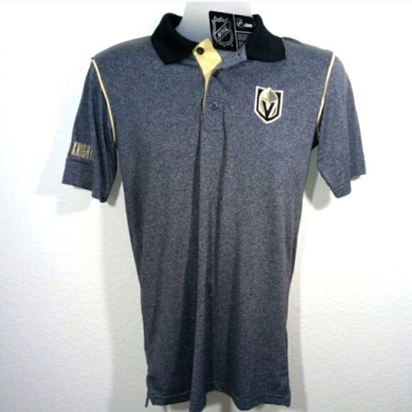 NHL Vegas Golden Knights Gray Mens Polo Shirt - Picture 1 of 3